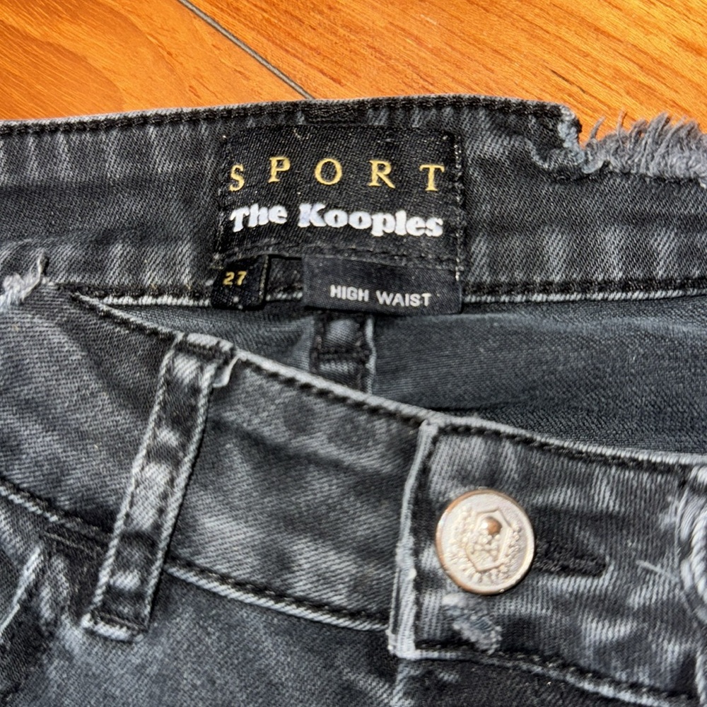 Black heavy Distressed Jeans with Side Zippers koople size 27 - Picture 4 of 8